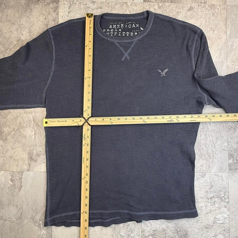 Y2K faded navy long sleeve thermal waffle knit - Picture 5 of 8